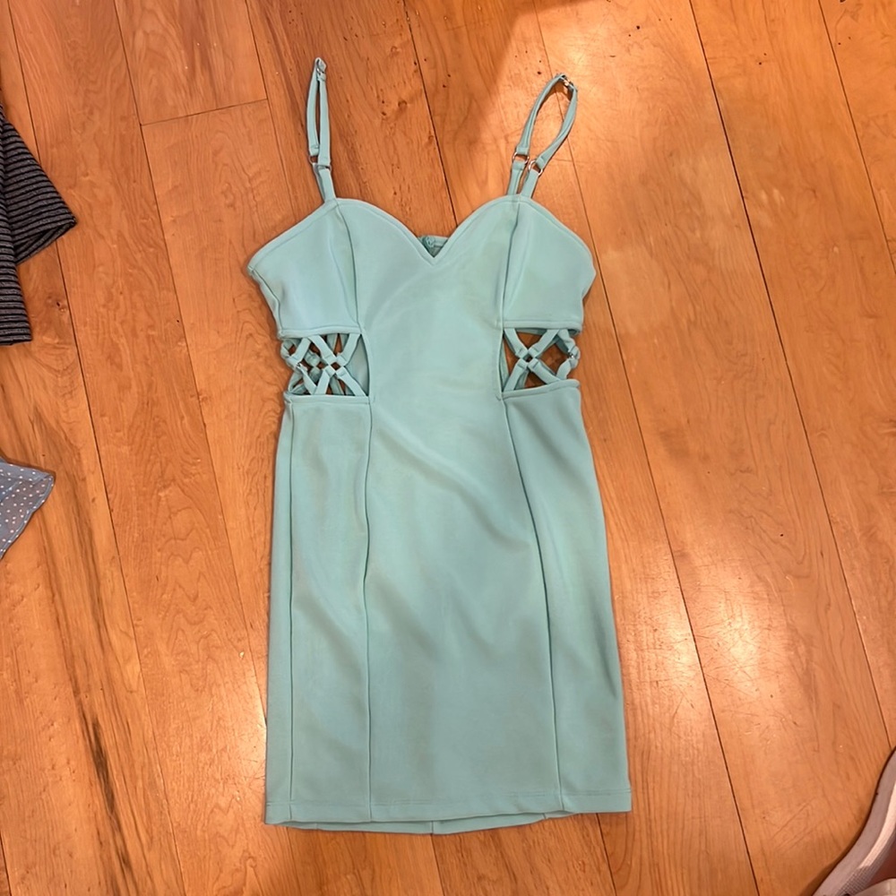 Nasty Gal turquoise body con dress